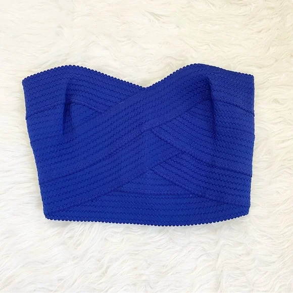 EXPRESS Blue Bandage Crop Top - Picture 1 of 6